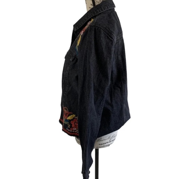 Mi ami women’s M embroidered black denim jacket - Picture 10 of 12